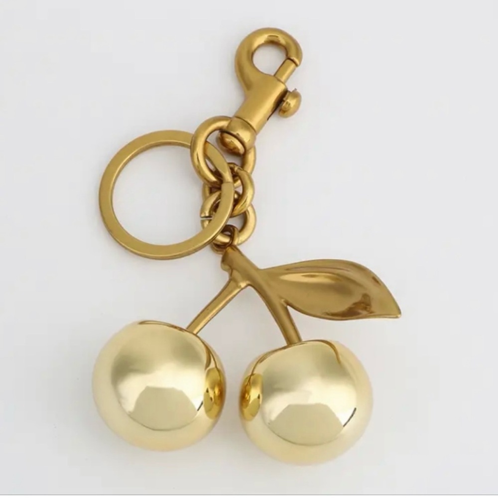 NEW Gold with Rose Gold Stem Cherries Bag Charm